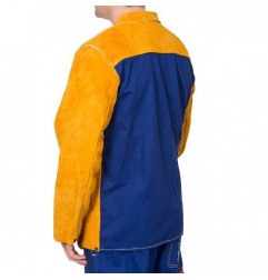 Veste de Soudeur Golden Brown en Croûte de Bovin et Coton - Bleu/Jaune