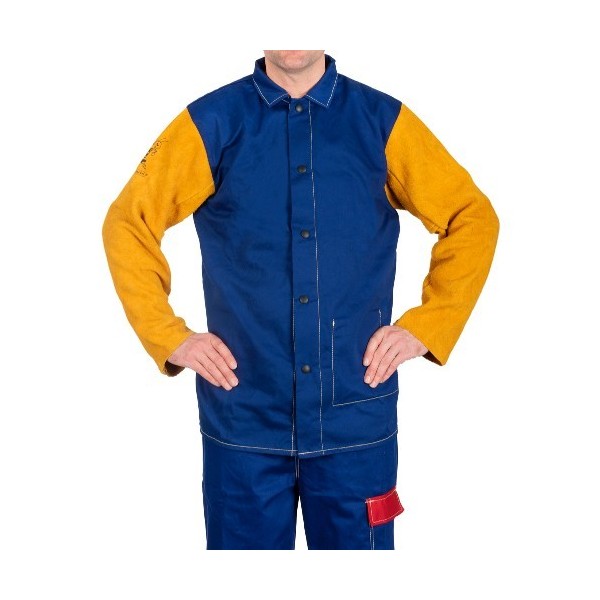 Veste de Soudeur Yellow Jacket  en croûte de bovin et coton - Bleu/Jaune